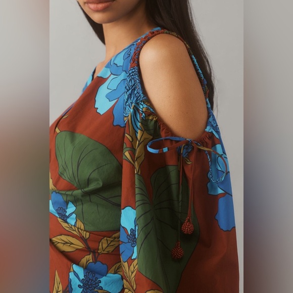 NWT Farm Rio Long-Sleeve V-Neck Midi Dress - Size Medium - Picture 4 of 15